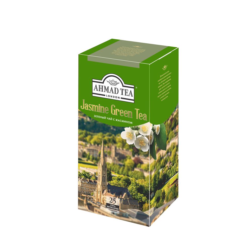 картинка Ahmad Jasmine Green Tea / Ахмад зеленый с жасмином,  25 пакетиков от магазина Roscafe