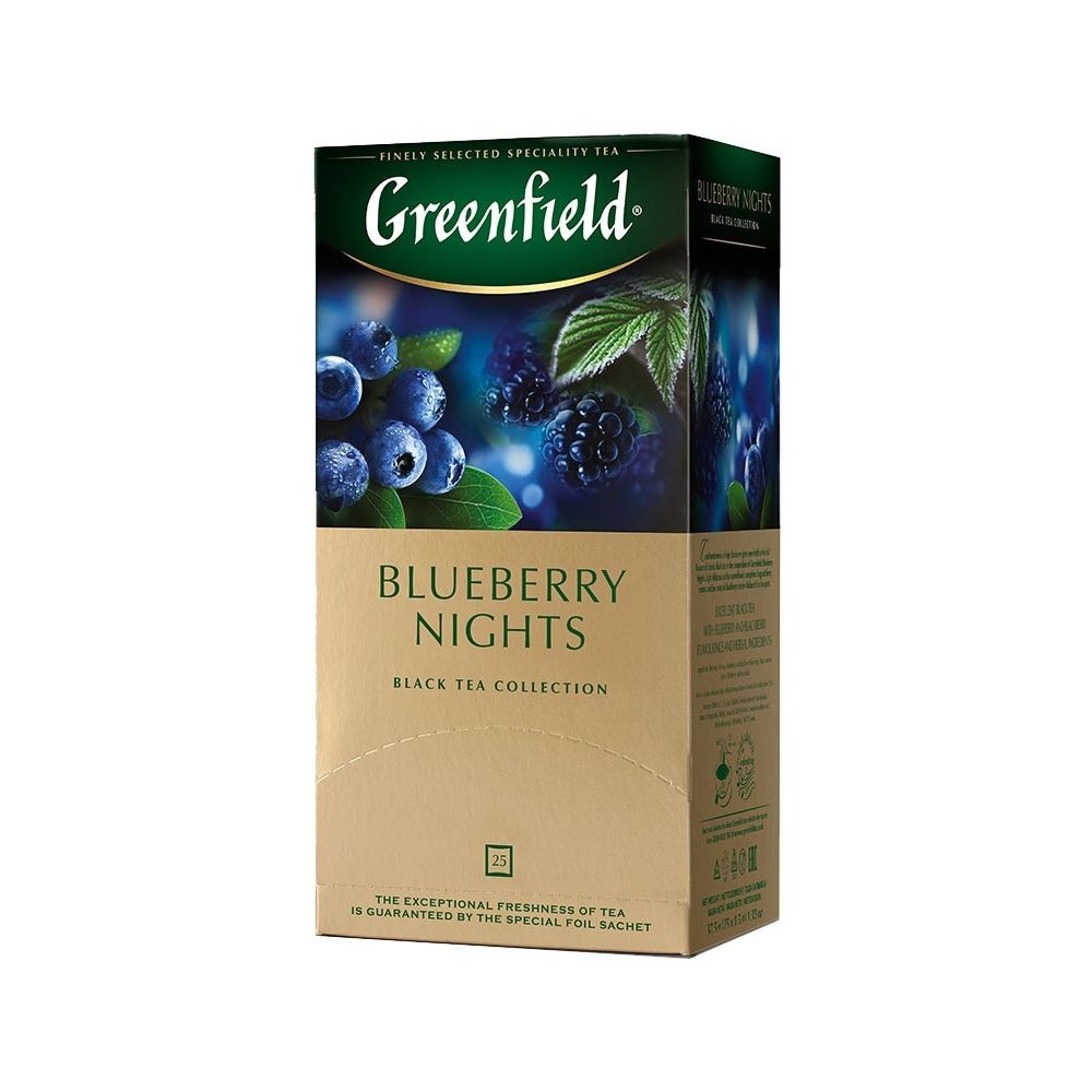 картинка Чай Greenfield Blueberry Nights  (черника), 25 пакетиков от магазина Roscafe
