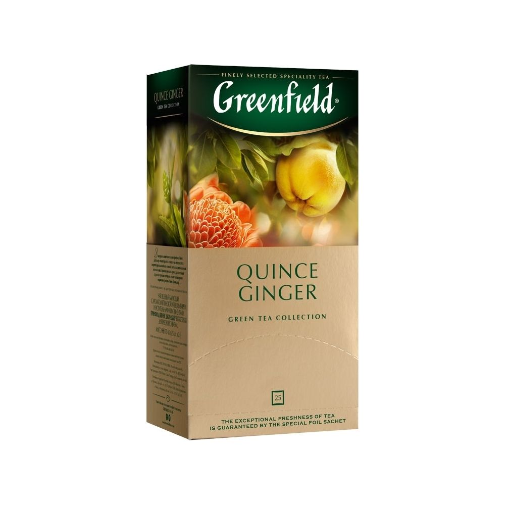 картинка Чай  Greenfield Quince Ginger / Гринфилд зеленый с имбирем,  25 пакетиков от магазина Roscafe