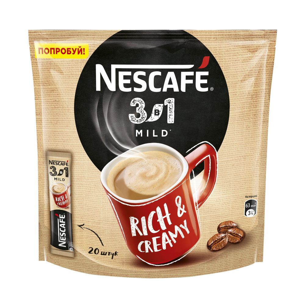 картинка Кофе Нескафе 3в1 Мягкий (20шт*14,5гр) от магазина Roscafe