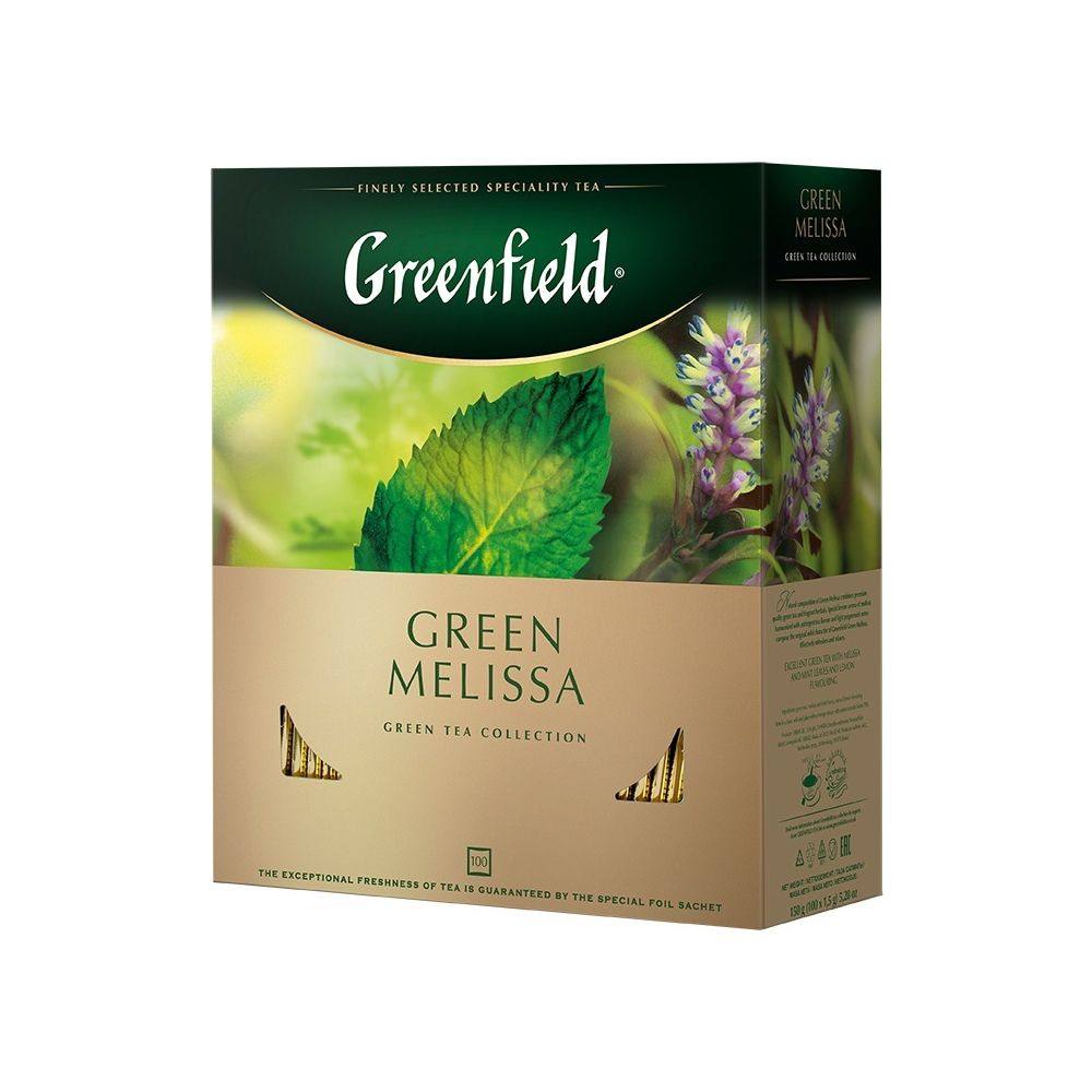 картинка Чай Greenfield Green Melissa,  100 пакетиков от магазина Roscafe