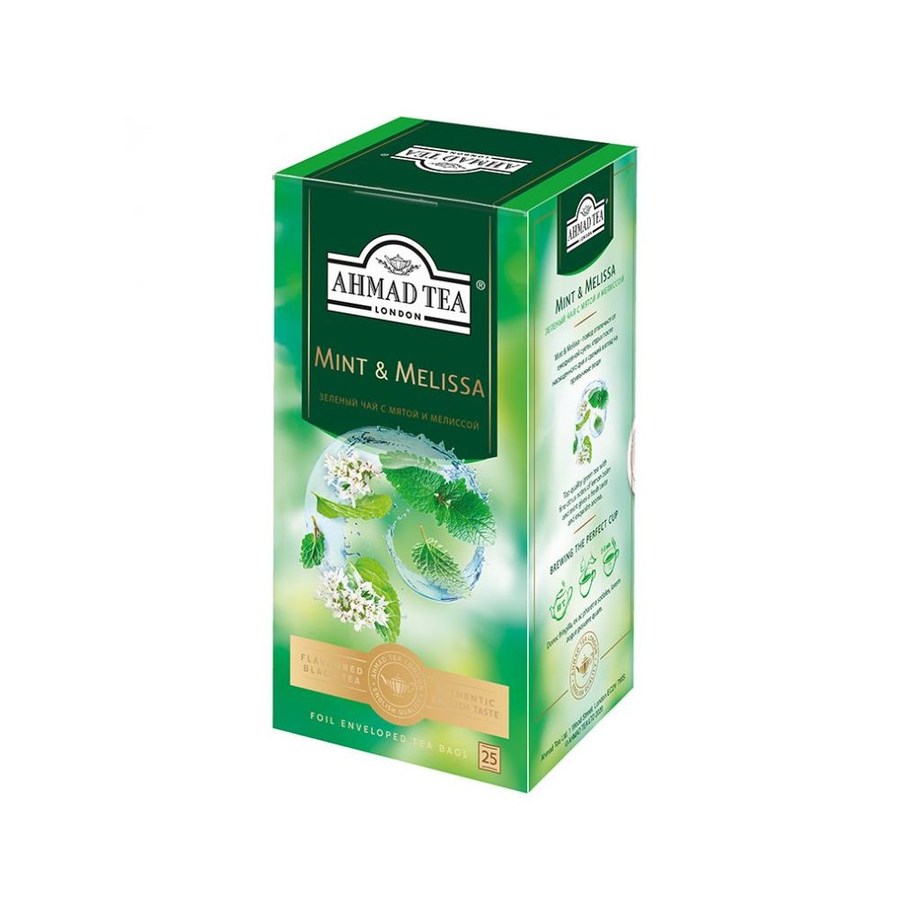 картинка Чай Ahmad "Мята-Мелиса" зелёный 25 пакетиков от магазина Roscafe