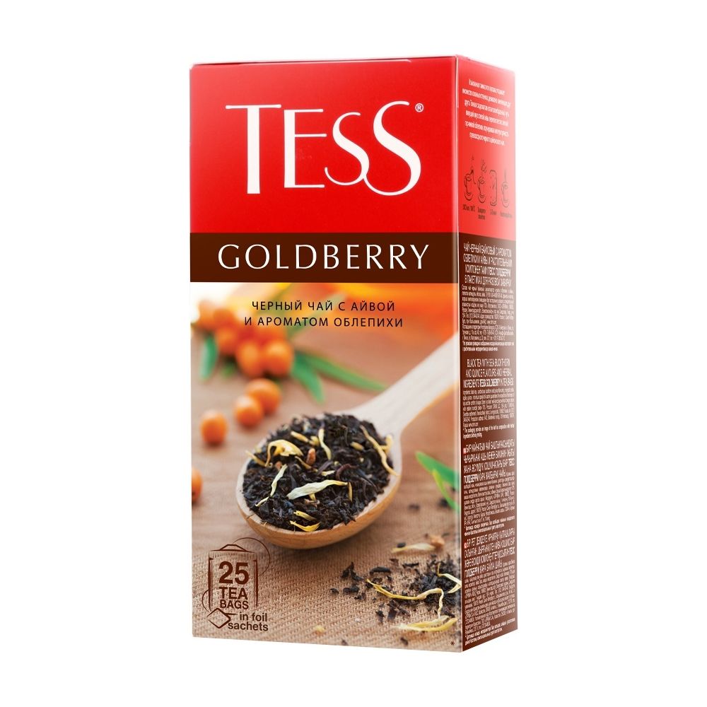 картинка Чай Tess Goldberry black / черный чай с айвой и облепихой 25 пакетиков от магазина Roscafe
