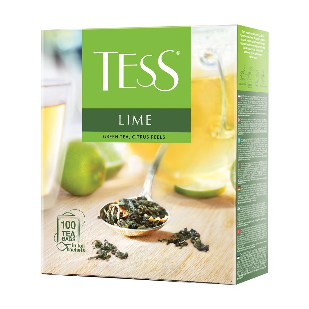 картинка Чай Tess Lime green / Зеленый чай с цедрой цитрусовых 100 пакетиков 100 от магазина Roscafe